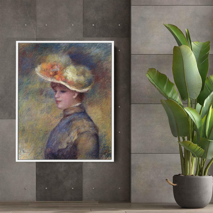 Young Woman Wearing a Hat by Pierre-Auguste Renoir - Canvas Artwork