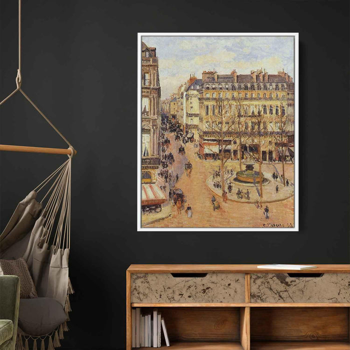 Rue Saint Honore Morning Sun Effect, Place du Theatre Francais by Camille Pissarro - Canvas Artwork