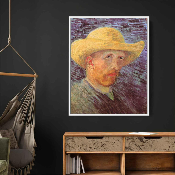 Self-Portrait with Straw Hat (1887) by Vincent van Gogh - Canvas Artwork