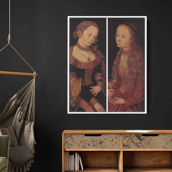 St. Catherine and St. Barbara by Lucas Cranach the Elder - Canvas Artwork