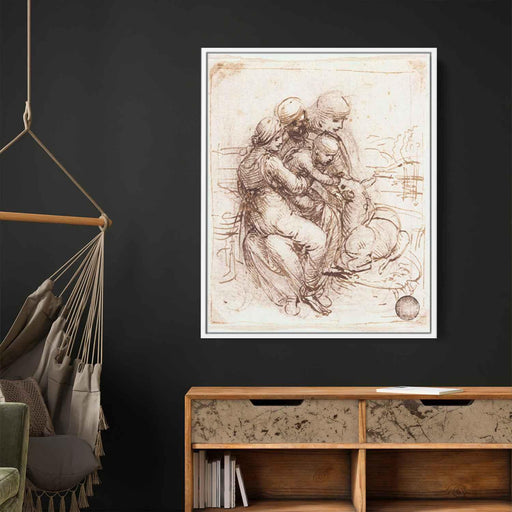 Study of St. Anne, Mary, the Christ Child and the young St. John by Leonardo da Vinci - Canvas Artwork