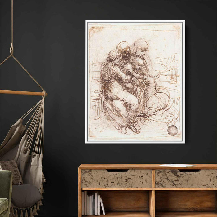 Study of St. Anne, Mary, the Christ Child and the young St. John by Leonardo da Vinci - Canvas Artwork