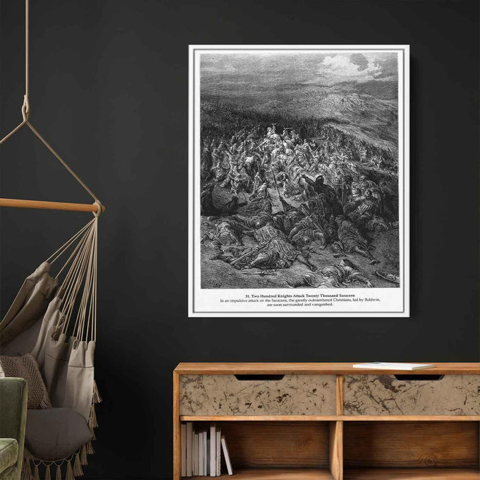 Two Hundred Knights Attack Twenty Thousand Saracens by Gustave Dore - Canvas Artwork