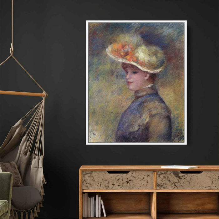 Young Woman Wearing a Hat by Pierre-Auguste Renoir - Canvas Artwork