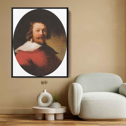 Portrait of a bearded man, bust length, in a red doublet by Rembrandt - Canvas Artwork