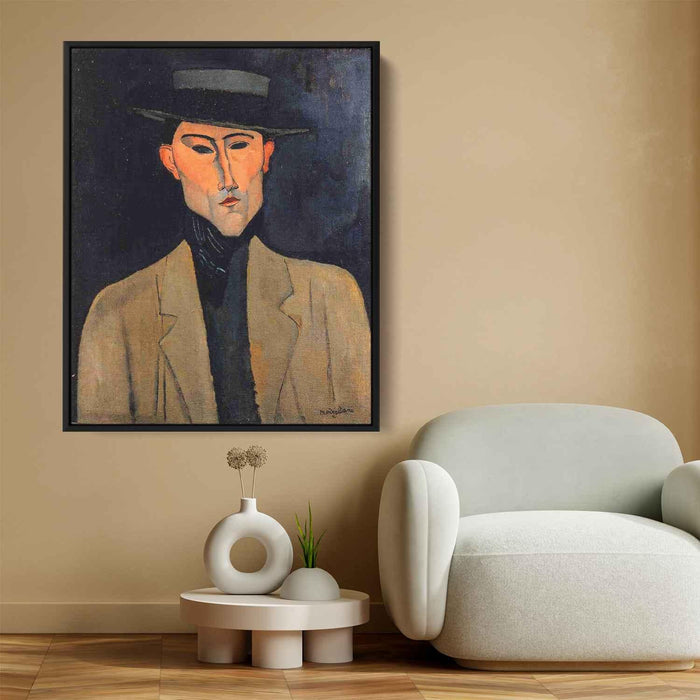 Portrait of a Man with Hat (Jose Pacheco ) (1915) by Amedeo Modigliani - Canvas Artwork