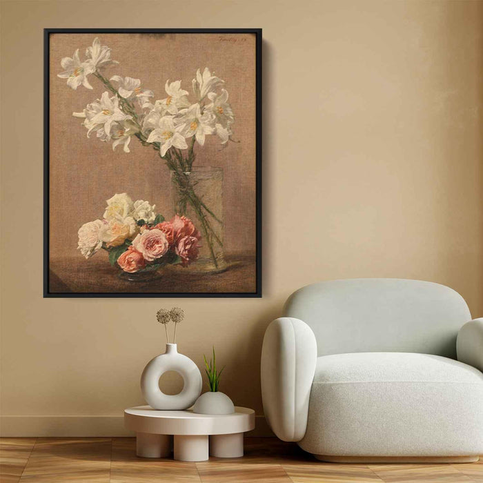 Roses and Lilies by Henri Fantin-Latour - Canvas Artwork