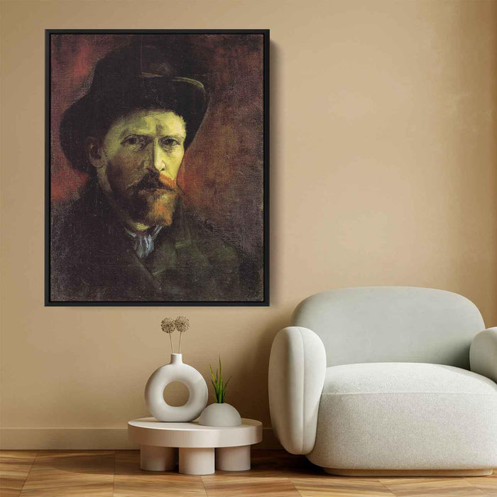 Self-Portrait with Dark Felt Hat (1886) by Vincent van Gogh - Canvas Artwork