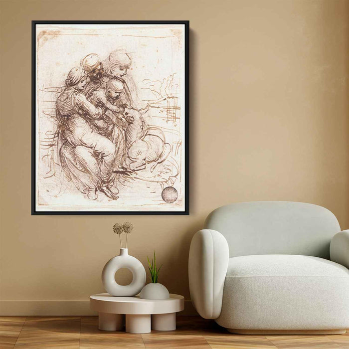 Study of St. Anne, Mary, the Christ Child and the young St. John by Leonardo da Vinci - Canvas Artwork