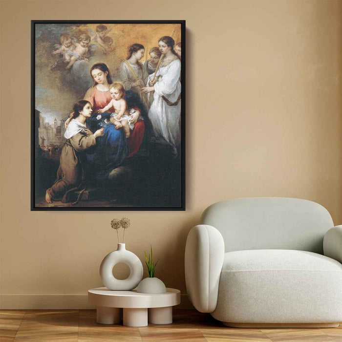 The Virgin and Child with St. Rosalina (1670) by Bartolome Esteban Murillo - Canvas Artwork
