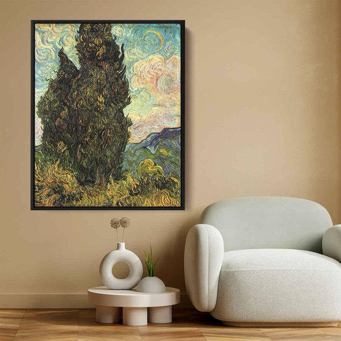 Two Cypresses (1889) by Vincent van Gogh - Canvas Artwork