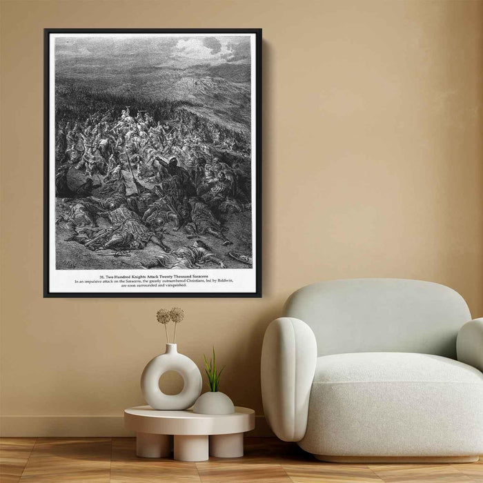 Two Hundred Knights Attack Twenty Thousand Saracens by Gustave Dore - Canvas Artwork