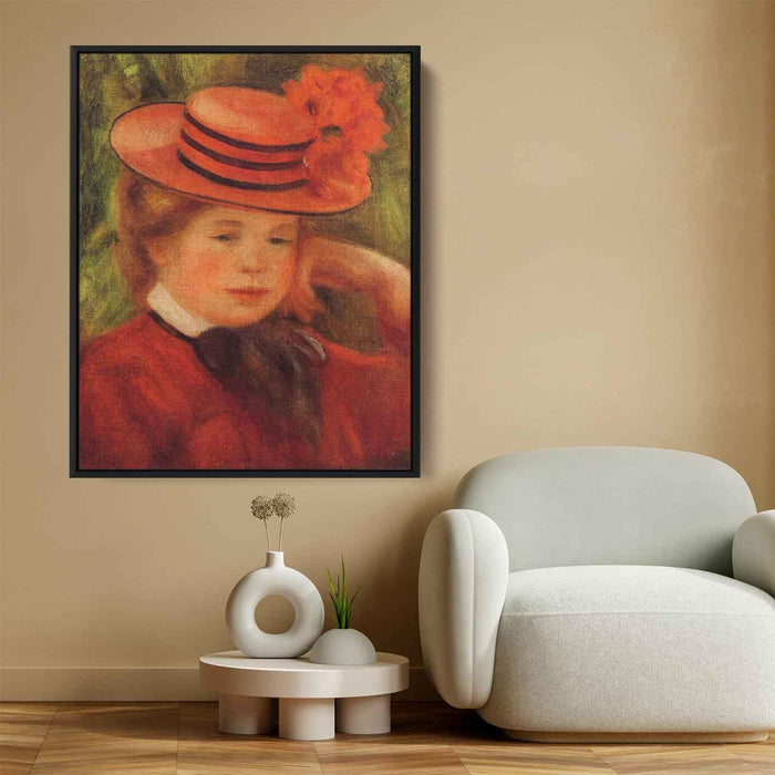 Young Girl in a Red Hat (1899) by Pierre-Auguste Renoir - Canvas Artwork