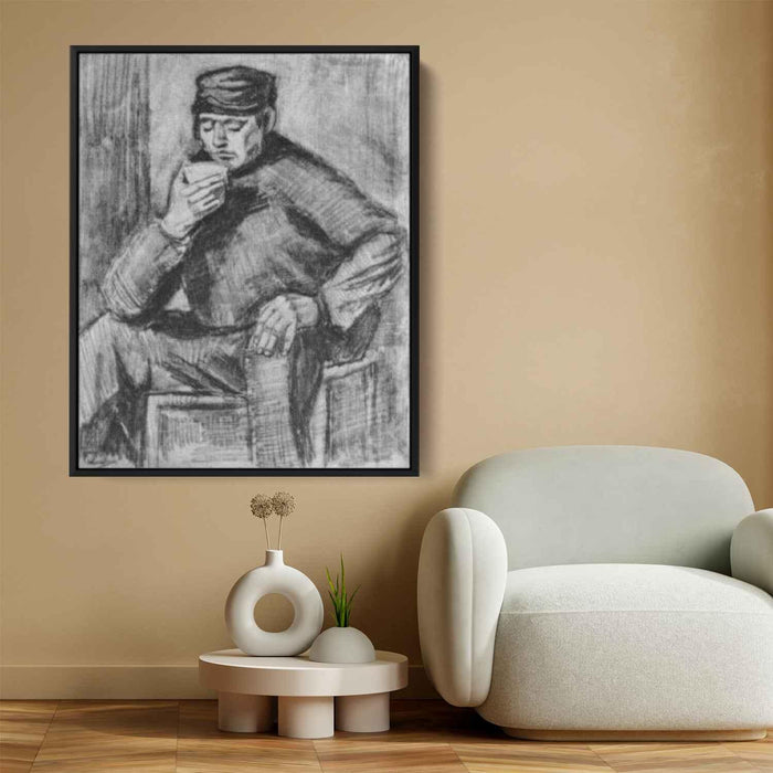 Young Man, Sitting with a Cup in his Hand, Half-Length by Vincent van Gogh - Canvas Artwork