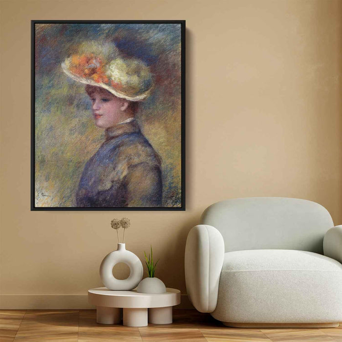 Young Woman Wearing a Hat by Pierre-Auguste Renoir - Canvas Artwork