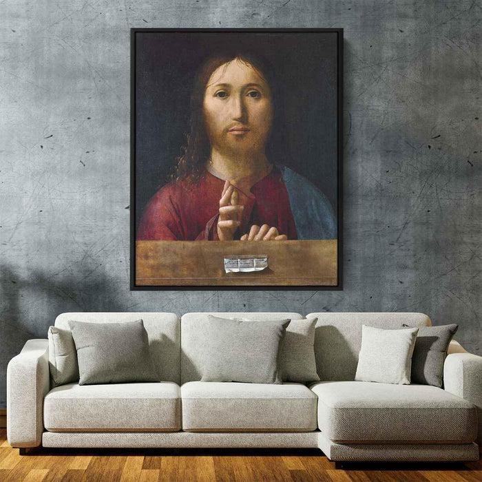 Christ Blessing (1465) by Antonello da Messina - Canvas Artwork