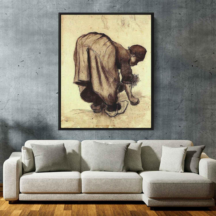 Peasant Woman Bending Over (1885) by Vincent van Gogh - Canvas Artwork