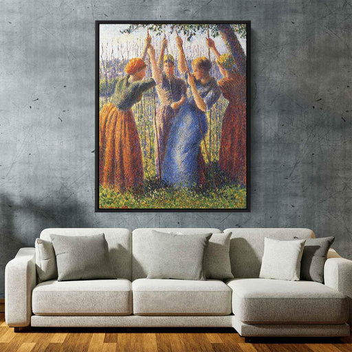 Peasant Women Planting Stakes (1891) by Camille Pissarro - Canvas Artwork