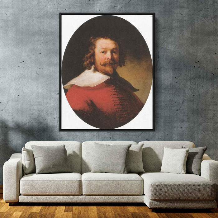 Portrait of a bearded man, bust length, in a red doublet by Rembrandt - Canvas Artwork