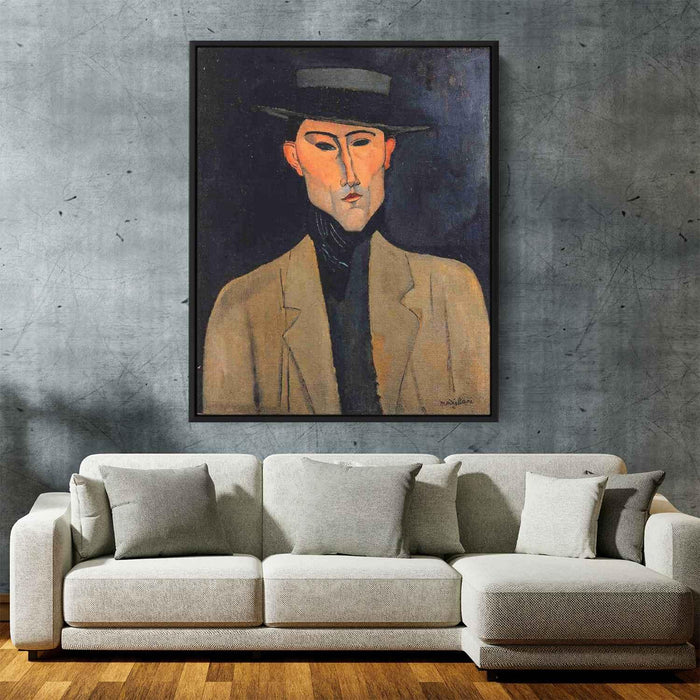 Portrait of a Man with Hat (Jose Pacheco ) (1915) by Amedeo Modigliani - Canvas Artwork