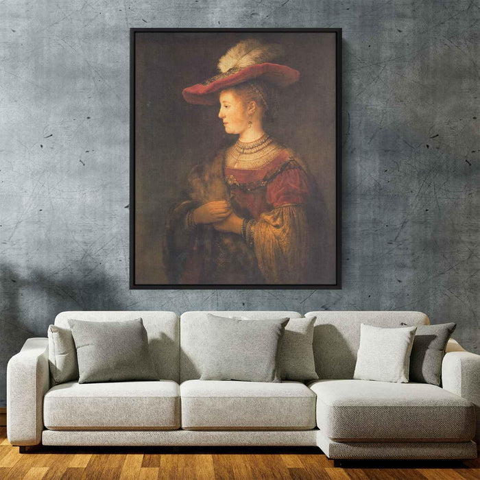 Portrait of Saskia van Uylenburgh (1634) by Rembrandt - Canvas Artwork