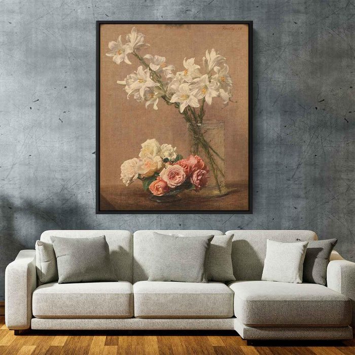 Roses and Lilies by Henri Fantin-Latour - Canvas Artwork