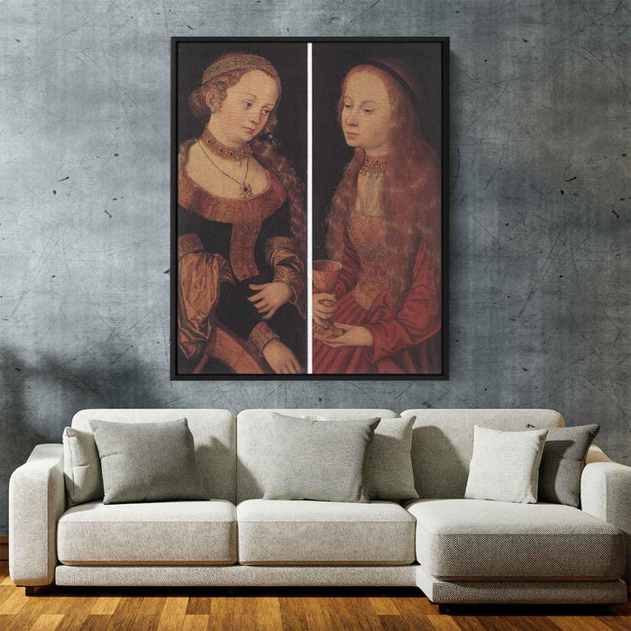 St. Catherine and St. Barbara by Lucas Cranach the Elder - Canvas Artwork