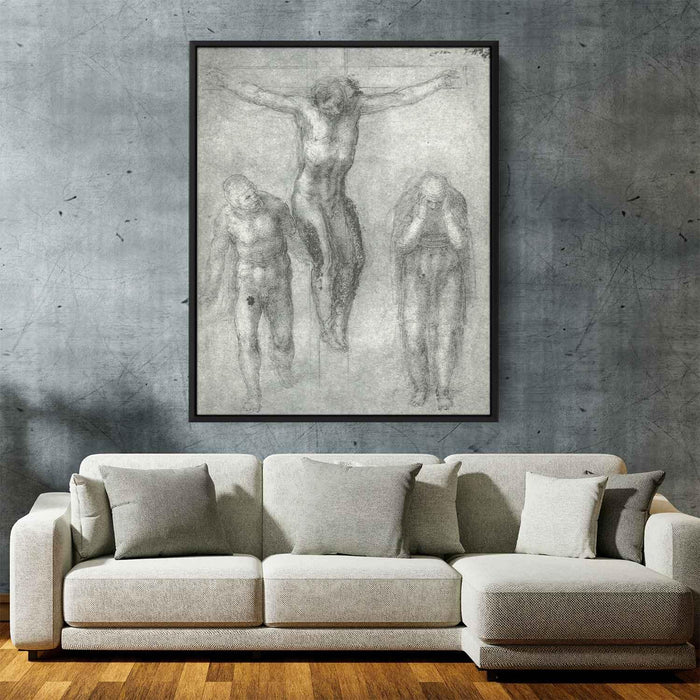 Study for Christ on the cross with Mourners"" (1548) by Michelangelo - Canvas Artwork