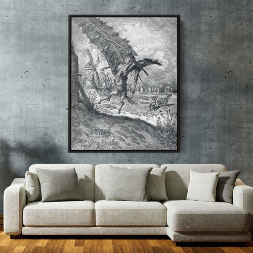 The Adventure with the Windmills (1868) by Gustave Dore - Canvas Artwork