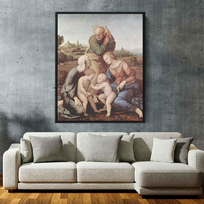 The Holy Family with Saints Elizabeth and John (1506) by Raphael - Canvas Artwork