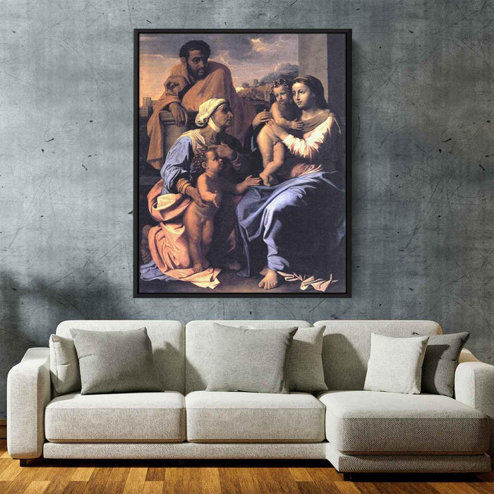 The Holy Family with St. Elizabeth and John the Baptist (1655) by Nicolas Poussin - Canvas Artwork