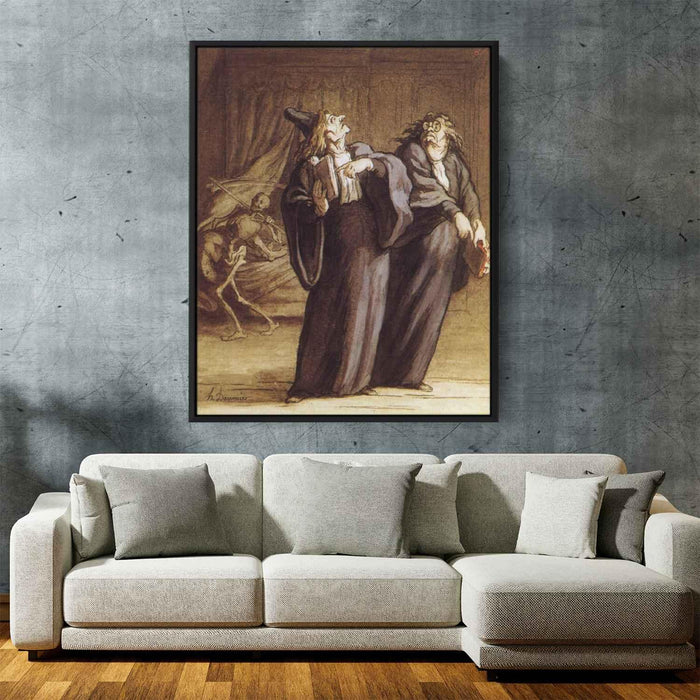 The Two Doctors and Death by Honore Daumier - Canvas Artwork