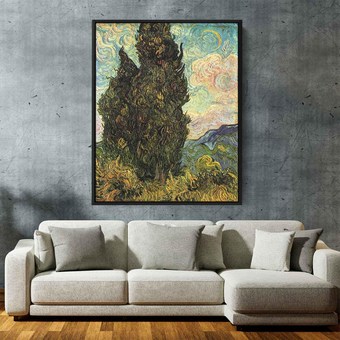 Two Cypresses (1889) by Vincent van Gogh - Canvas Artwork