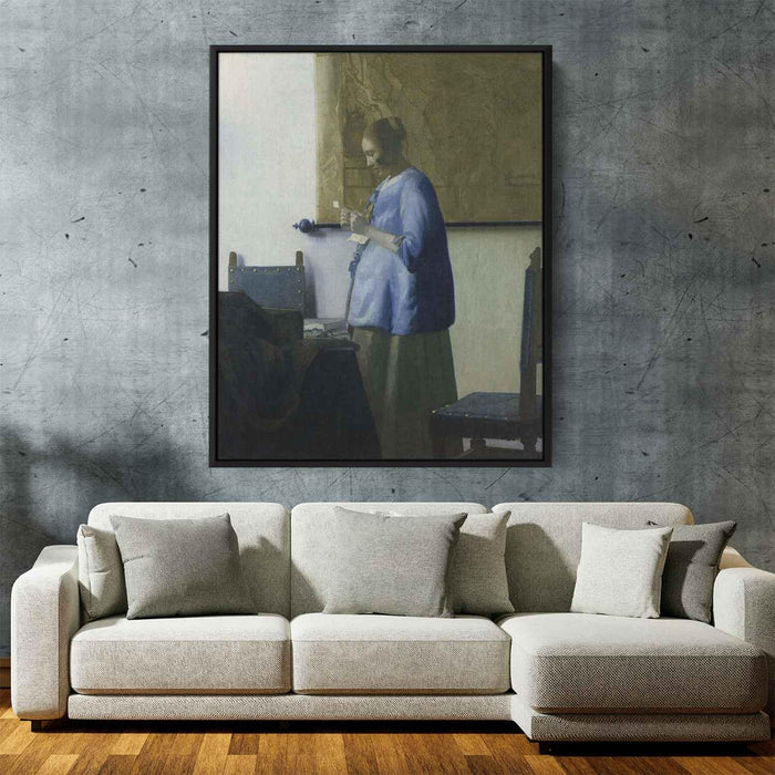 Woman reading a letter (Woman in Blue Reading a Letter) (1663) by Johannes Vermeer - Canvas Artwork
