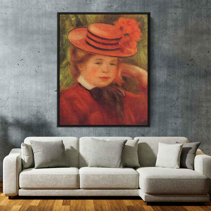 Young Girl in a Red Hat (1899) by Pierre-Auguste Renoir - Canvas Artwork