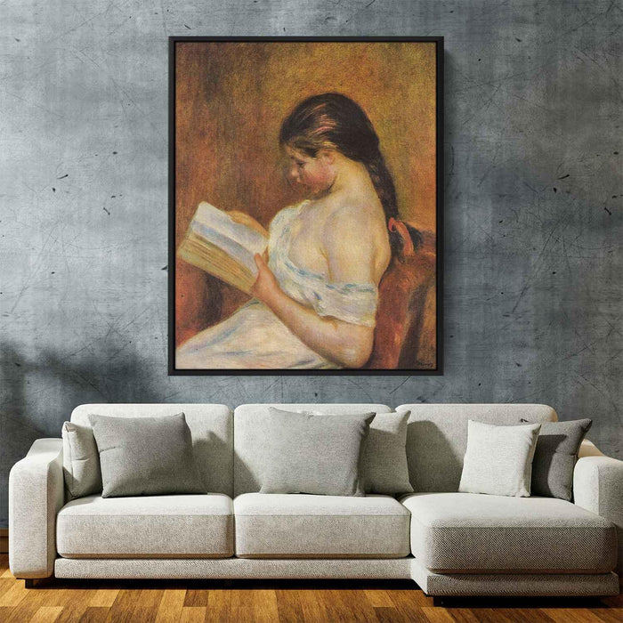 Young Girl Reading (1895) by Pierre-Auguste Renoir - Canvas Artwork