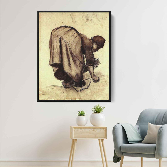 Peasant Woman Bending Over (1885) by Vincent van Gogh - Canvas Artwork