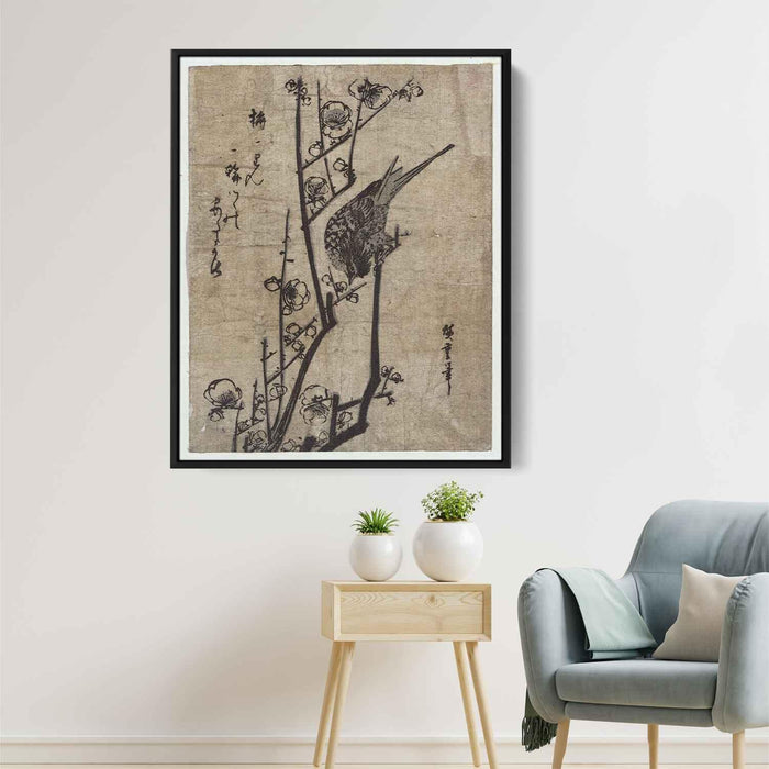 Plum Blossom and Bush Warbler (1838) by Hiroshige - Canvas Artwork