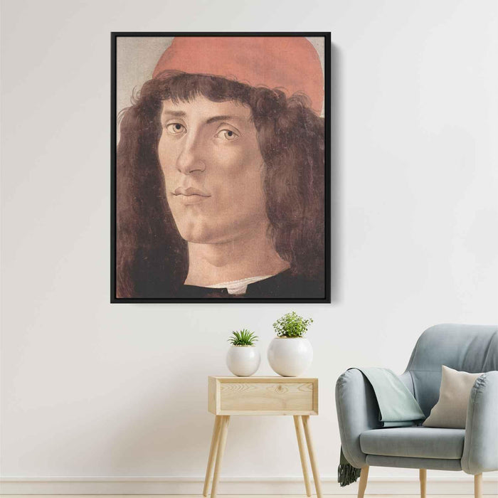 Portrait of a young man with red cap (1474) by Sandro Botticelli - Canvas Artwork
