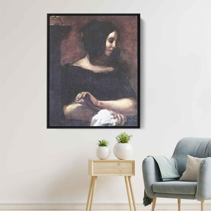 Portrait of George Sand (1838) by Eugene Delacroix - Canvas Artwork