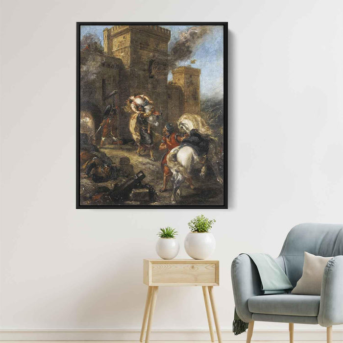Rebecca Kidnapped by the Templar, Sir Brian de Bois-Guilbert by Eugene Delacroix - Canvas Artwork
