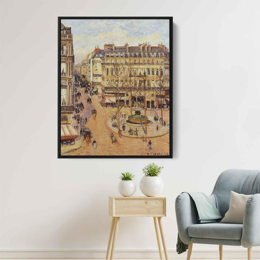 Rue Saint Honore Morning Sun Effect, Place du Theatre Francais by Camille Pissarro - Canvas Artwork