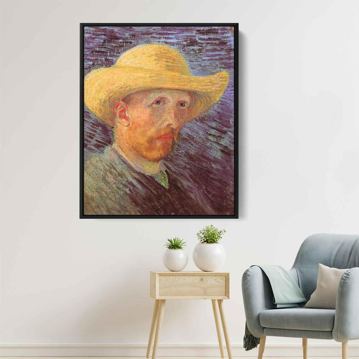 Self-Portrait with Straw Hat (1887) by Vincent van Gogh - Canvas Artwork