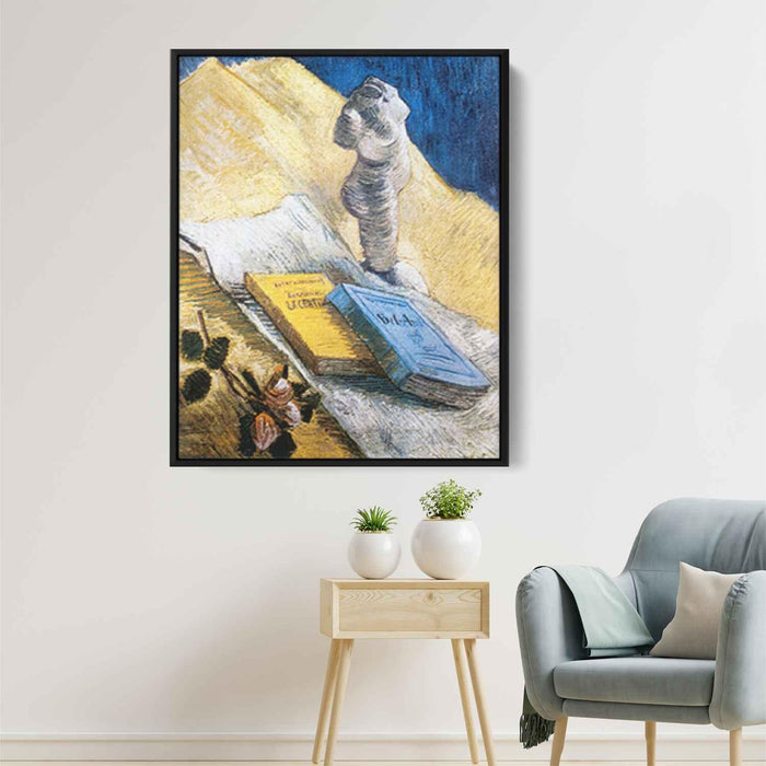 Still Life with Plaster Statuette, a Rose and Two Novels by Vincent van Gogh - Canvas Artwork