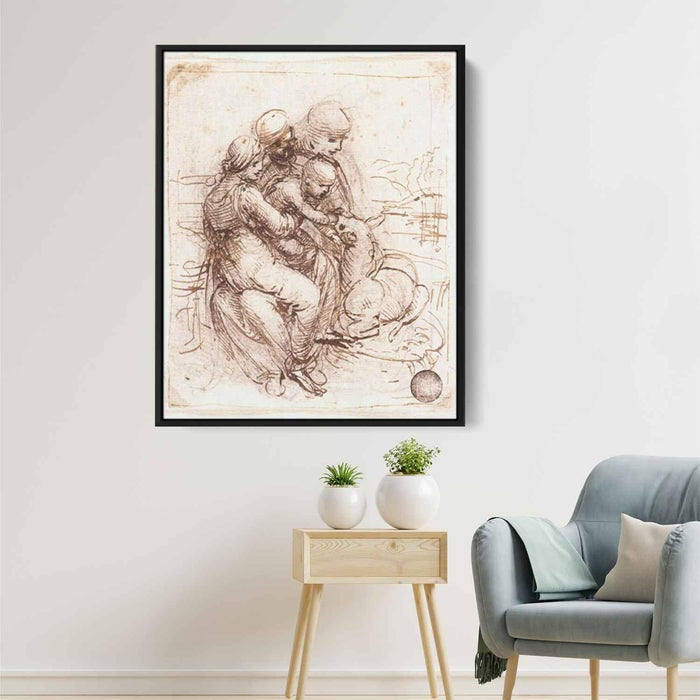 Study of St. Anne, Mary, the Christ Child and the young St. John by Leonardo da Vinci - Canvas Artwork