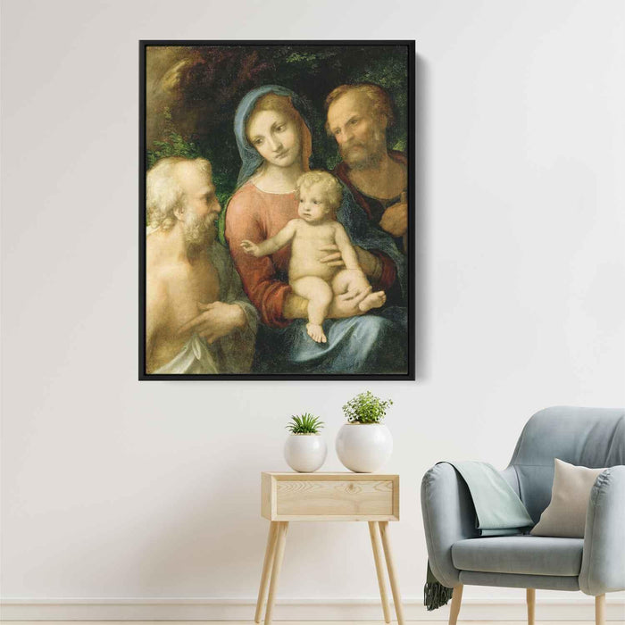 The Holy Family with Saint Jerome (1519) by Correggio - Canvas Artwork