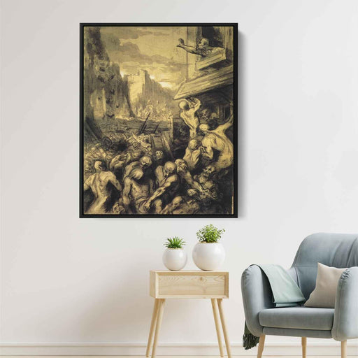 The Riot or Scene of Revolution, or Destruction of Sodome by Honore Daumier - Canvas Artwork