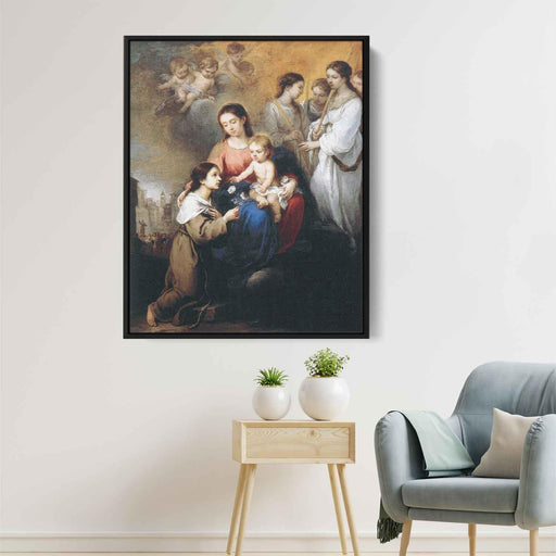 The Virgin and Child with St. Rosalina (1670) by Bartolome Esteban Murillo - Canvas Artwork