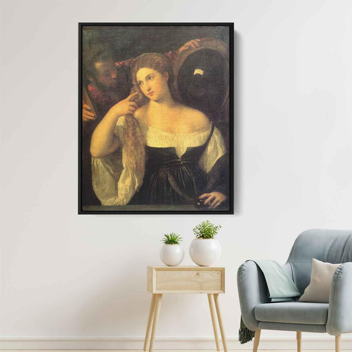 Woman with a Mirror (1515) by Titian - Canvas Artwork