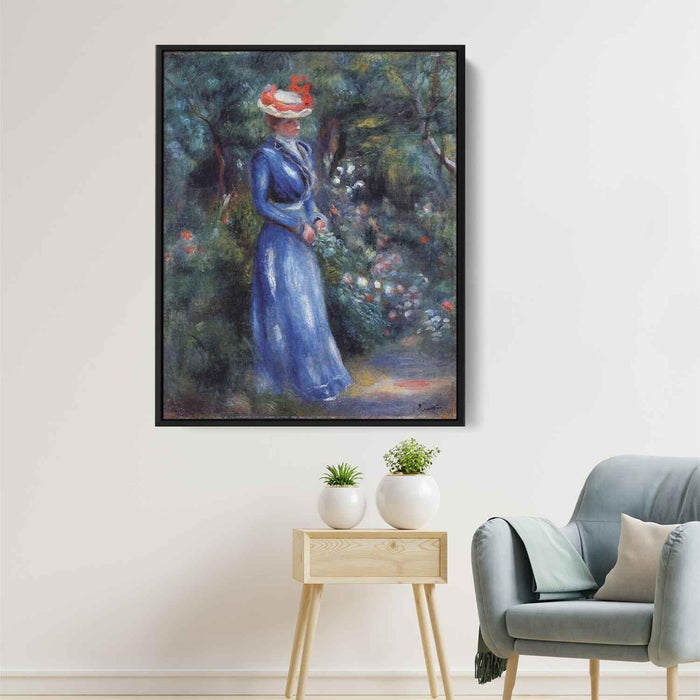 Woman in a Blue Dress, Standing in the Garden of Saint Cloud by Pierre-Auguste Renoir - Canvas Artwork